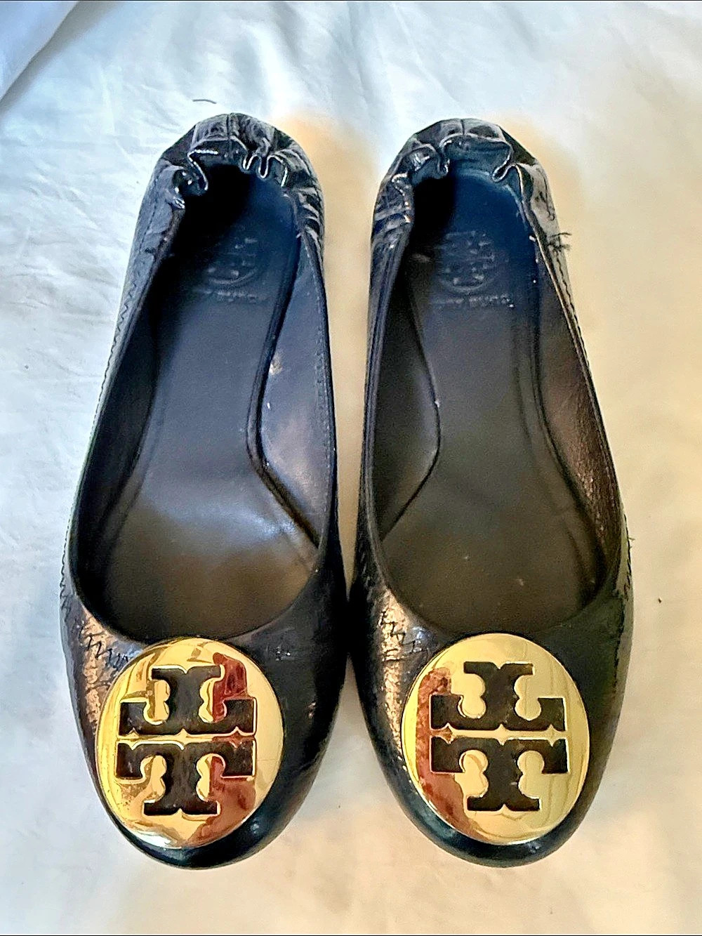 Tory Burch NAVY Logo Flats